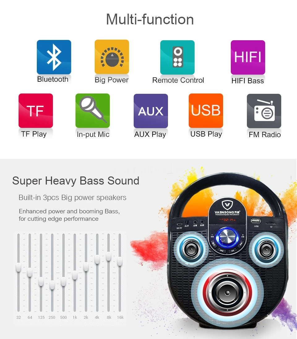 Новейший Портативный Большой питание для bluetooth-динамика сабвуфер тяжелый бас 2,1 стерео беспроводной динамик s музыкальный плеер fm-радио TF