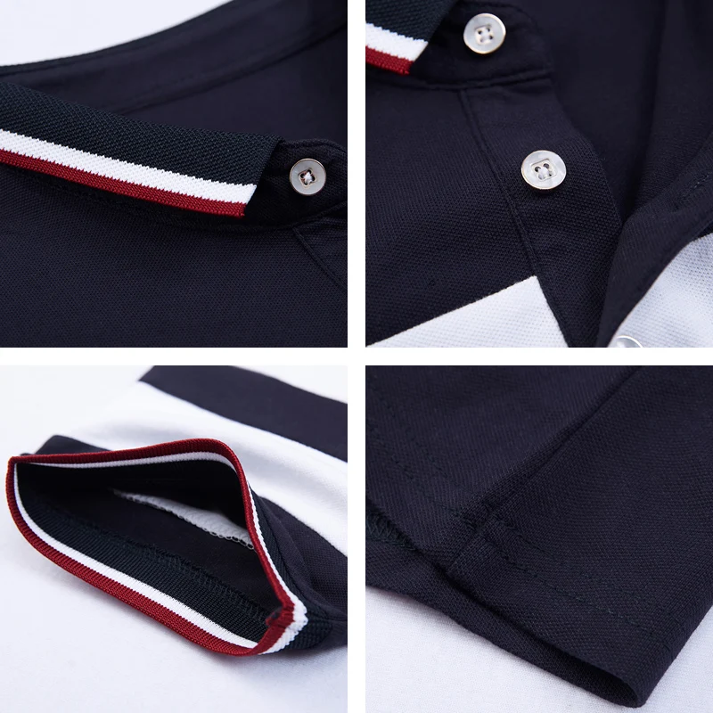Мужская хлопковая рубашка поло в полоску с коротким рукавом|Поло| |