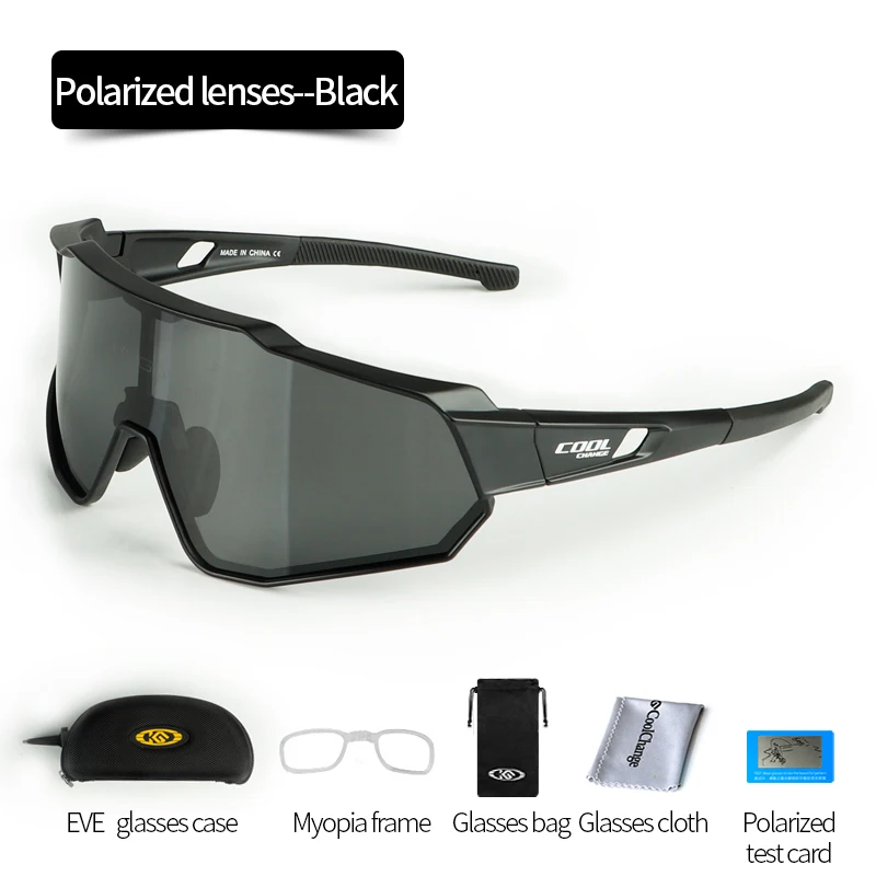 Polarized- Black Coolсмена поляризованные велосипедные солнцезащитные очки UV400 MTB велосипедные очки для мужчин и женщин для спорта на открытом воздухе велосипед солнцезащитные очки Близорукость Рамка - Цвет: Polarized- Black