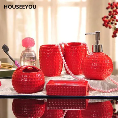 Фарфоровые наборы для ванной комнаты керамический дизайн с зернистой текстурой