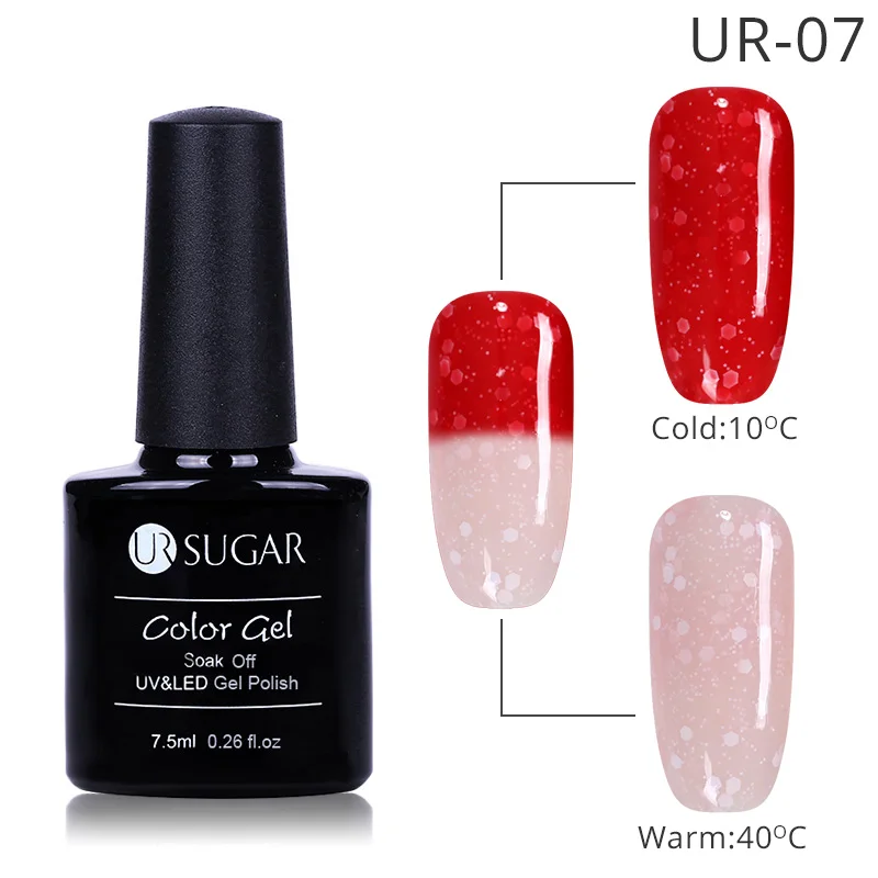 Snowy UR07 Ur Sugar, 3 цвета, Термальный Гель-лак для ногтей, изменение температуры, замочить, УФ Гель-лак для ногтей, 7,5 мл, маникюрный лак - Цвет: Snowy UR07
