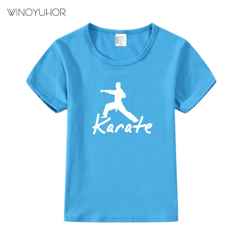 Футболки с принтом карате детские летние модные футболки топы для маленьких