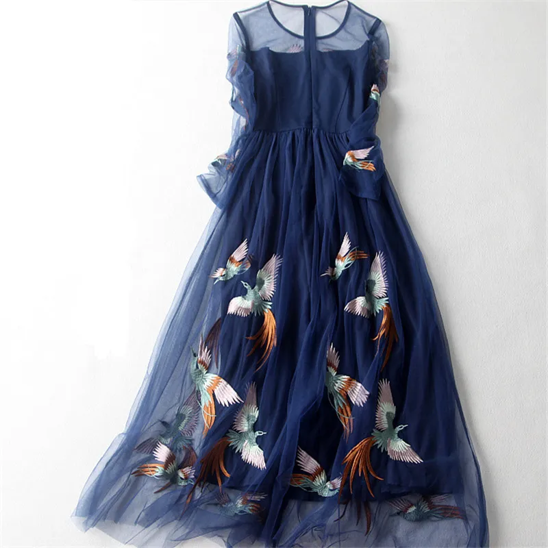 Летнее платье 2019 женское Новое тяжелое из маркизета с вышивкой О-образным