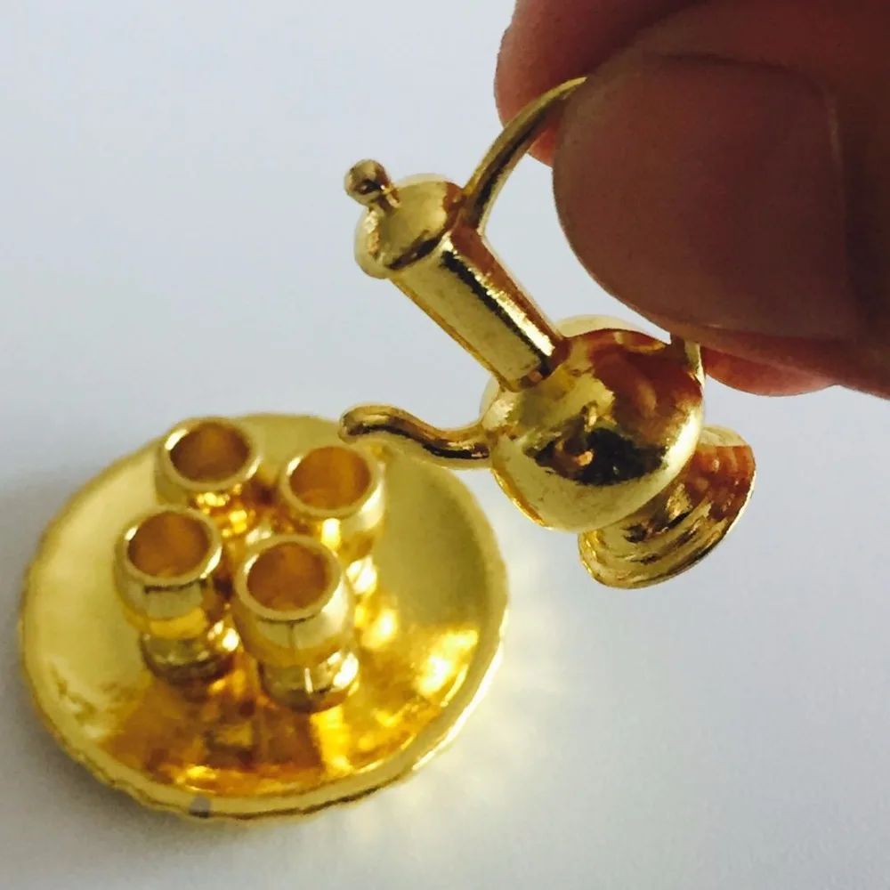 Миниатюрный Кукольный домик мини столовая посуда 1:12 золотистое/серебряное