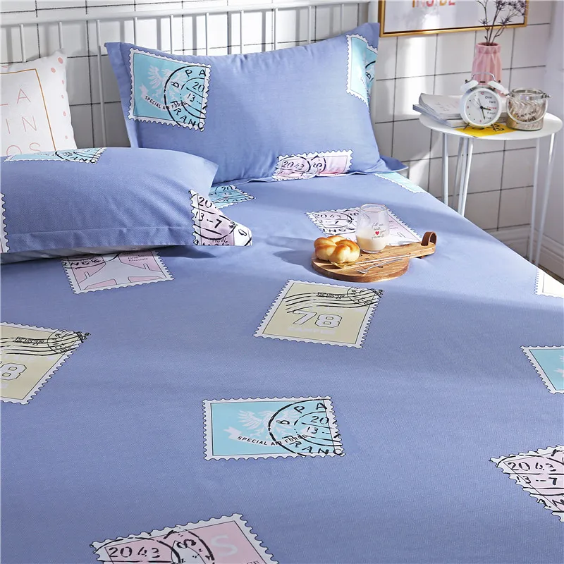 Полиэфирная ткань синий мультфильм штамп узор постельные принадлежности