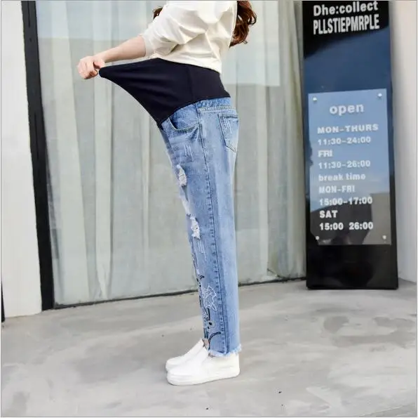 Fdfklak Одежда для беременных джинсы штаны женщин кормящих брюки джинсовые леггинсы