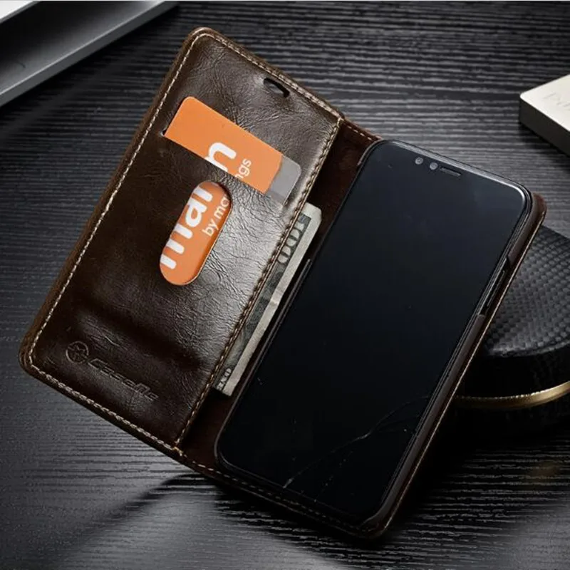 Чехол для iPhone X роскошный кожаный чехол-кошелек подставка карт чехол магнитный