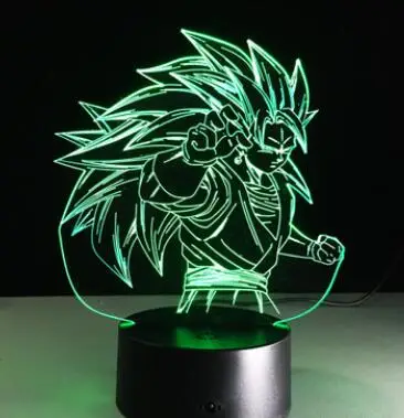 Dragon Ball Супер Saiyan Goku фигурка 3D иллюзия настольная лампа 7 цветов меняющийся ночной Светильник для мальчиков Подарки для малышей Прямая поставка - Испускаемый цвет: Design 2