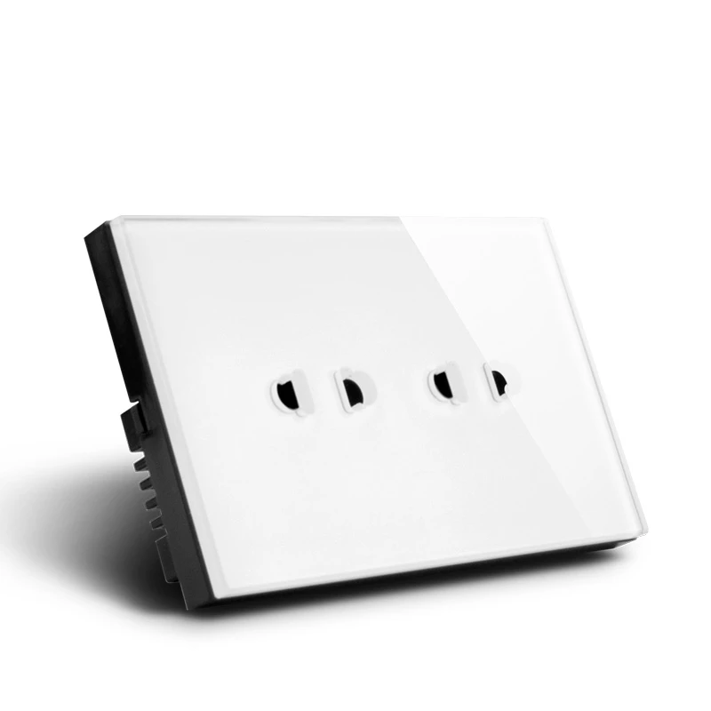 США Стандартный белый цвет 4 P стекло электрическая стенная розетка и 15A 110 250 В