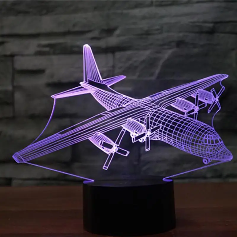 Цветная 3d-лампа в виде самолета с сенсорным управлением декоративный подарок