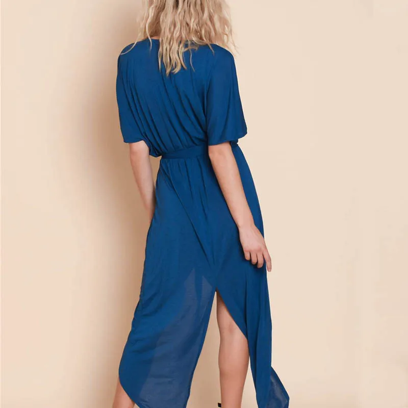 ELSVIOS 2019 летнее сексуальное длинное раздельное платье с глубоким v-образным