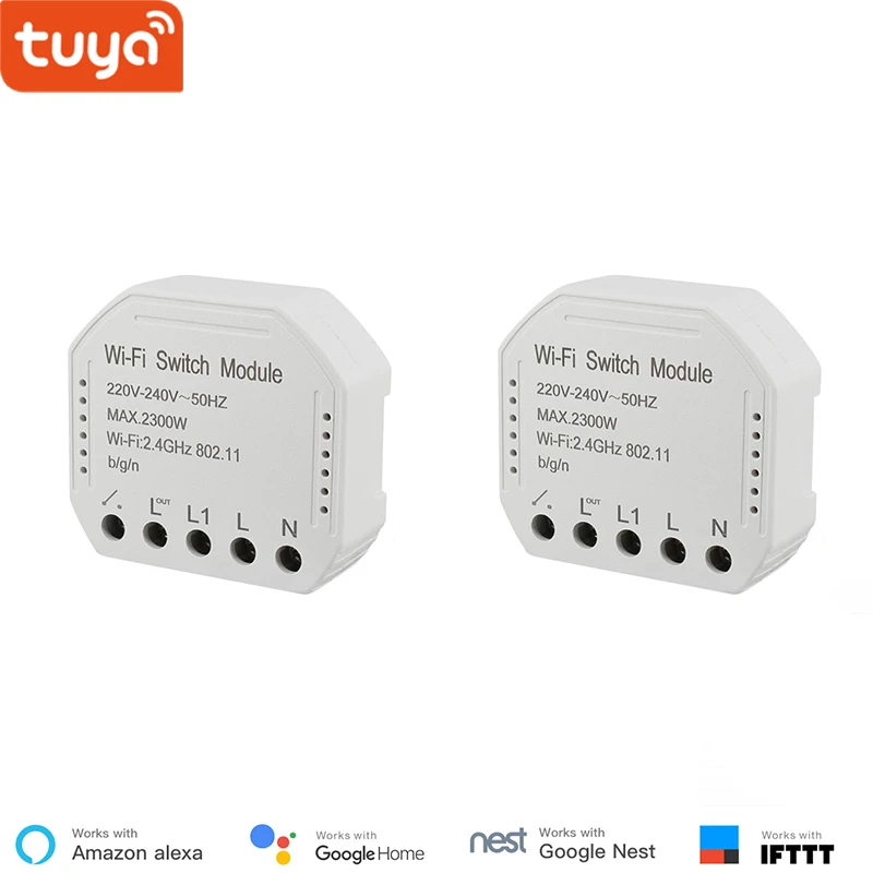 Умный модуль wi-fi Tuya 2 шт. превратите ваш старый переключатель в умный совместим с