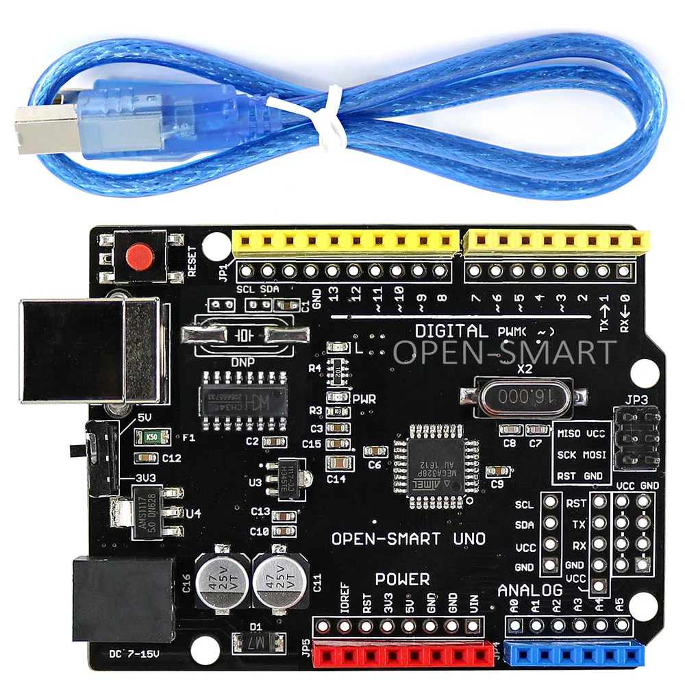 Открытая Смарт 5 В/3,3 В совместимый UNO R3(CH340G) ATMEGA328P макетная плата с usb-кабелем для Arduino UNO R3