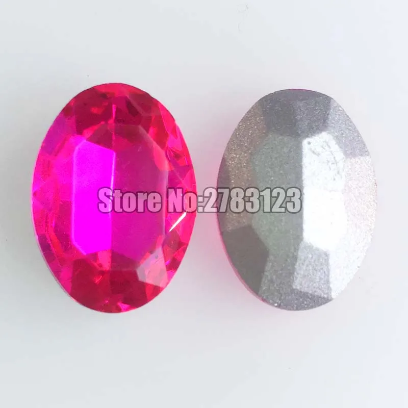 Бесплатная доставка AAA стекло кристалл розовый красный цвет овальной формы
