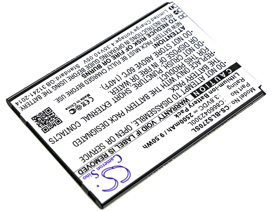 Аккумулятор Cameron Sino 2500 мАч C866042300L для BLU S270Q Studio C 8 8|2500mah battery|cameron sinobattery 2500mah |