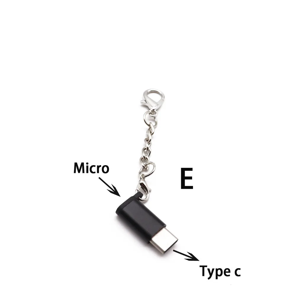 E Адаптер типа C для Micro USB для samsung, кабель-конвертер для зарядки и передачи данных для iPhone X 8 7 для xiaomi для redmi 4x5 plus type-c OTG - Цвет: E