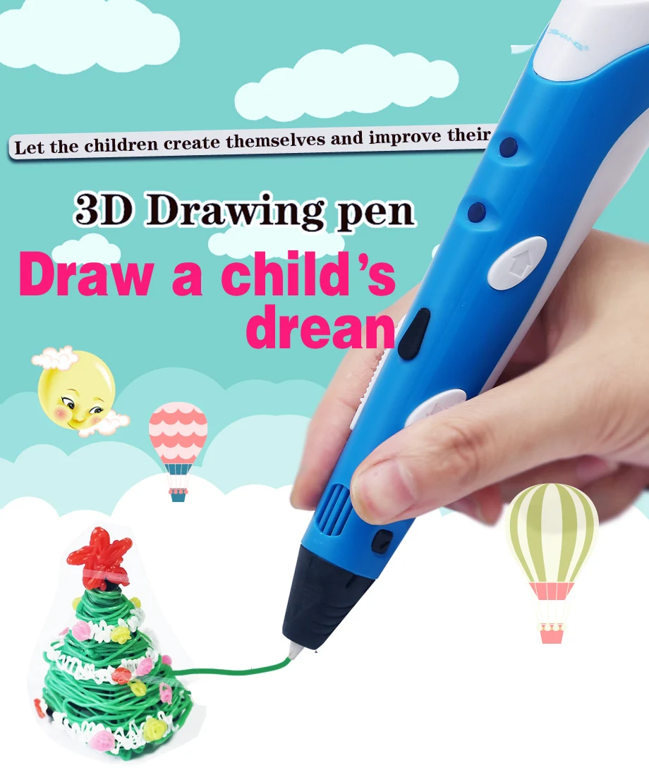 Dewang 3D Ручка для печати светодиодный/ЖК-экран 3D Ручка для рисования+ 100 м 1,75 мм расходный материал с ABS/PLA детские игрушки в подарок на день рождения