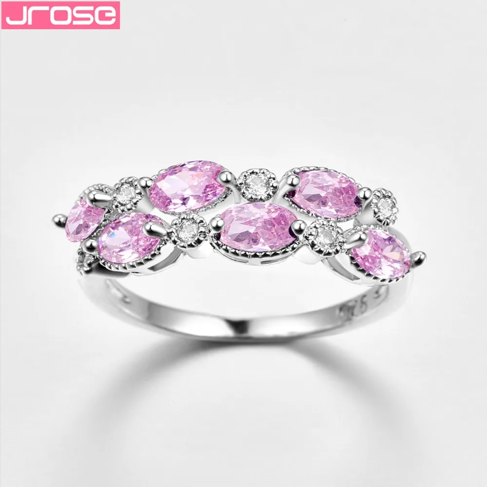 Женское кольцо JROSE модное овальное фиолетовое розовое и белое с фианитом