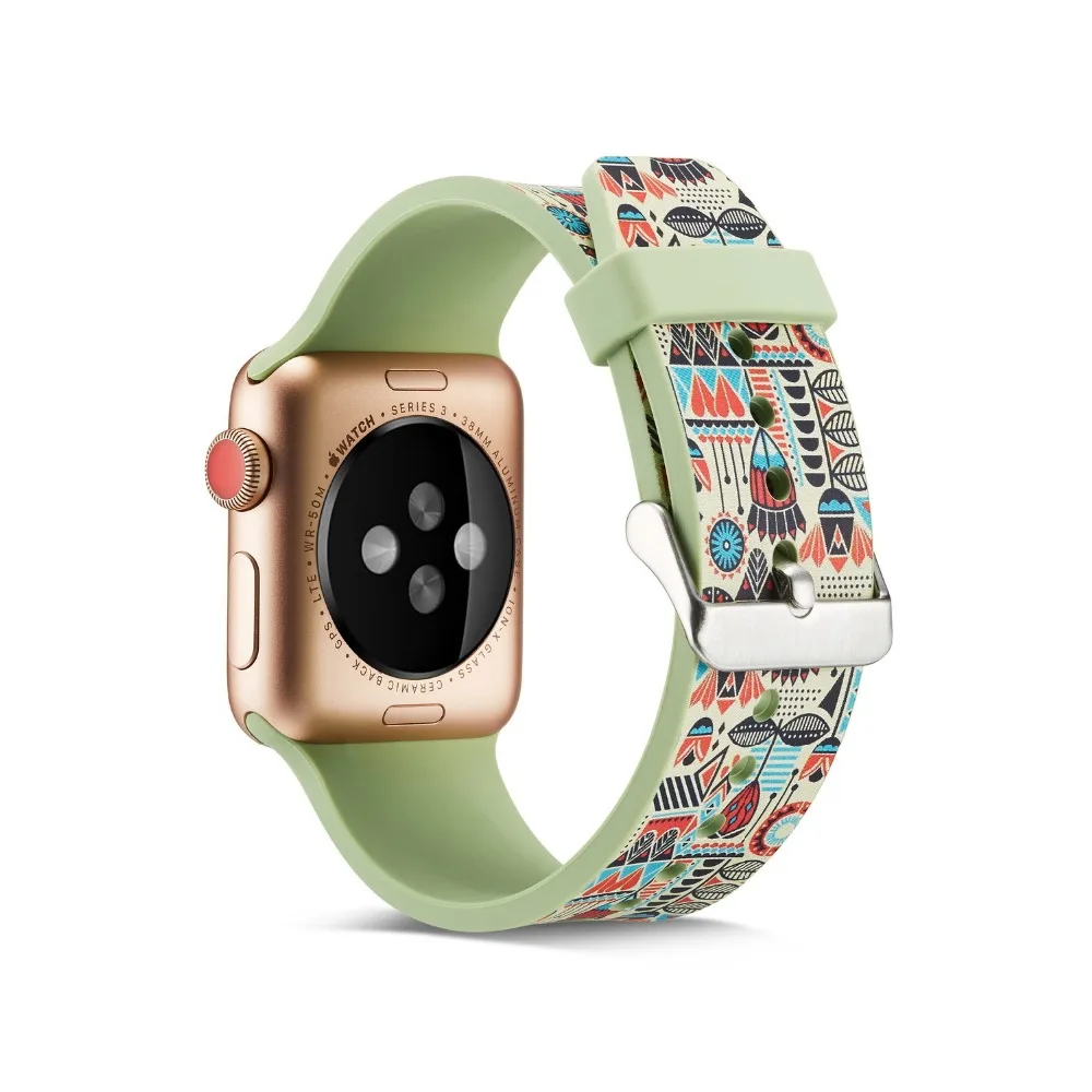 Граффити стиль силиконовый мягкий ремешок для Apple Watch 1 2 3 4 5 ремешок 38 мм 40 мм 42 мм 44 мм ремешок SmartWatch спортивный силиконовый наручный браслет