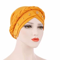 twist turban hats women beading india hat muslim ruffle cancer chemo beanie turban polka head wrap hats