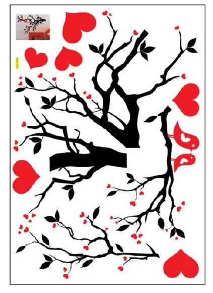 Модная Наклейка на стену с красным сердцем декор для стен в винтажном стиле