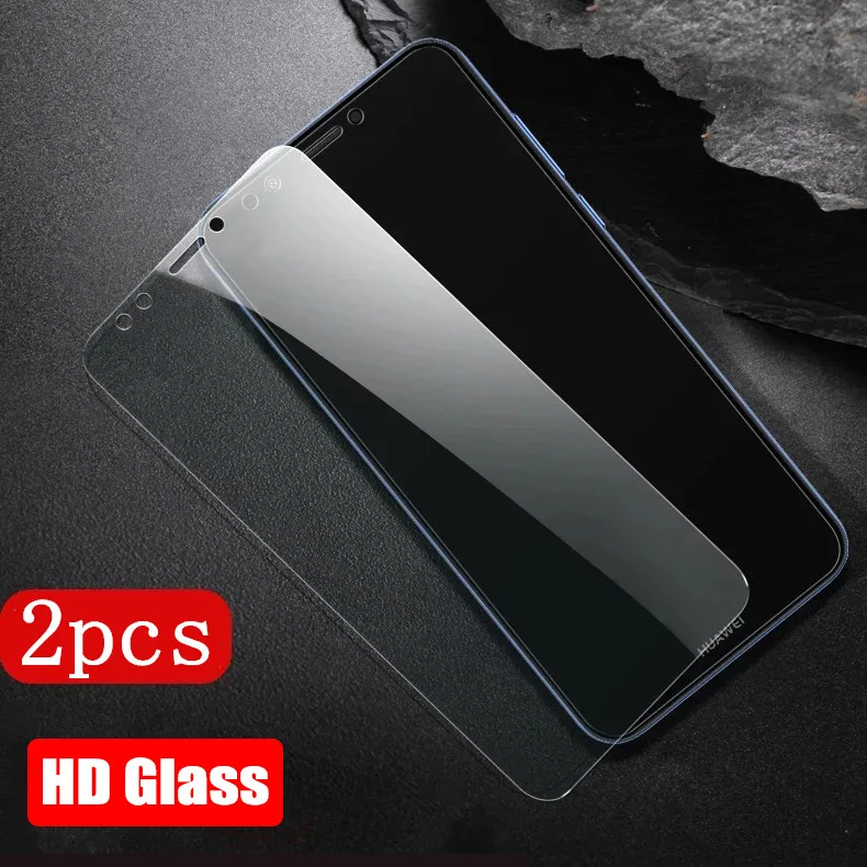 HD glass 2pcs 2 шт закаленное стекло для huawei Y6 Y5 Prime Защитная пленка для экрана 9H против Blu-Ray стеклянная Защитная пленка для huawei y5 prime - Цвет: HD glass 2pcs