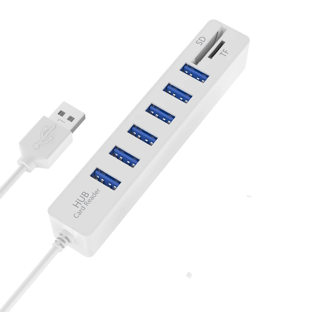 Красный 6 портов USB 2,0 HUBCombo Micro Card Reader SD/TF высокоскоростной Мульти USB разветвитель концентратор комбо все в одном для ПК Laptotop компьютер OTG - Цвет: Красный
