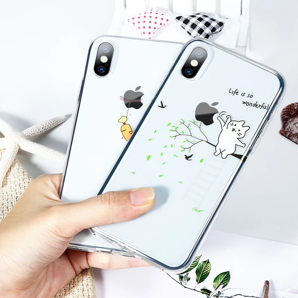 KISSCASE FUNNY Pattern Spoof Case For iPhone 7 8 X XR XS Max 6S 6 Plus Transparent Soft TPU Funda |