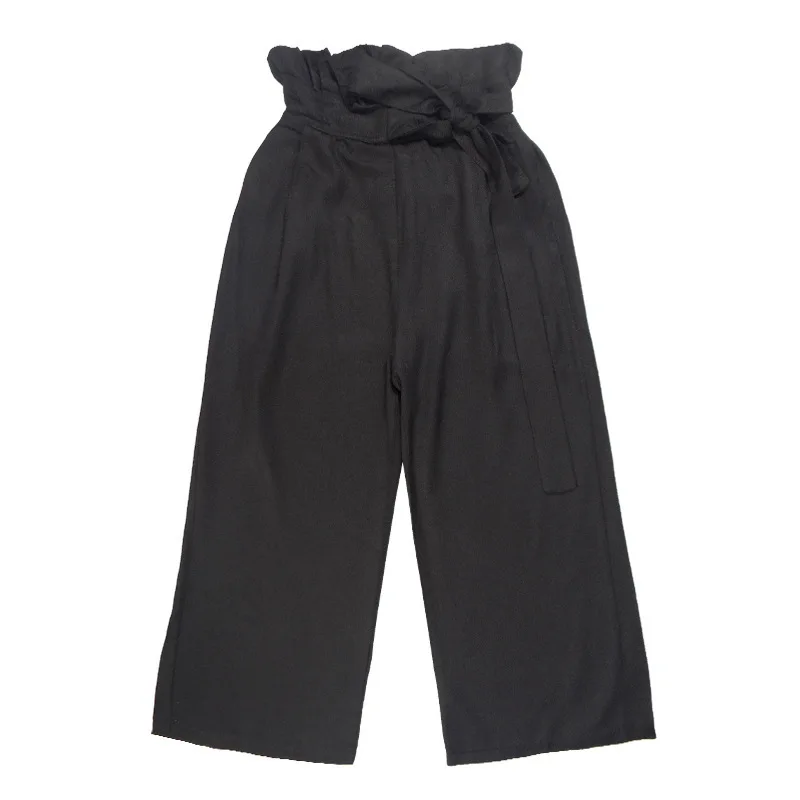 Широкие брюки хлопковые черные элегантная весенняя одежда 2019 года для девочек