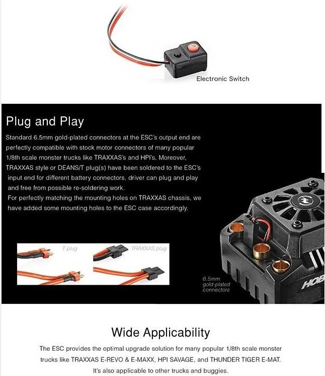 Выпуск Hobbywing EZRUN MAX8 V3 водонепроницаемый 150A Бесщеточный Регулятор скорости для 1/8 1/5 Спорт