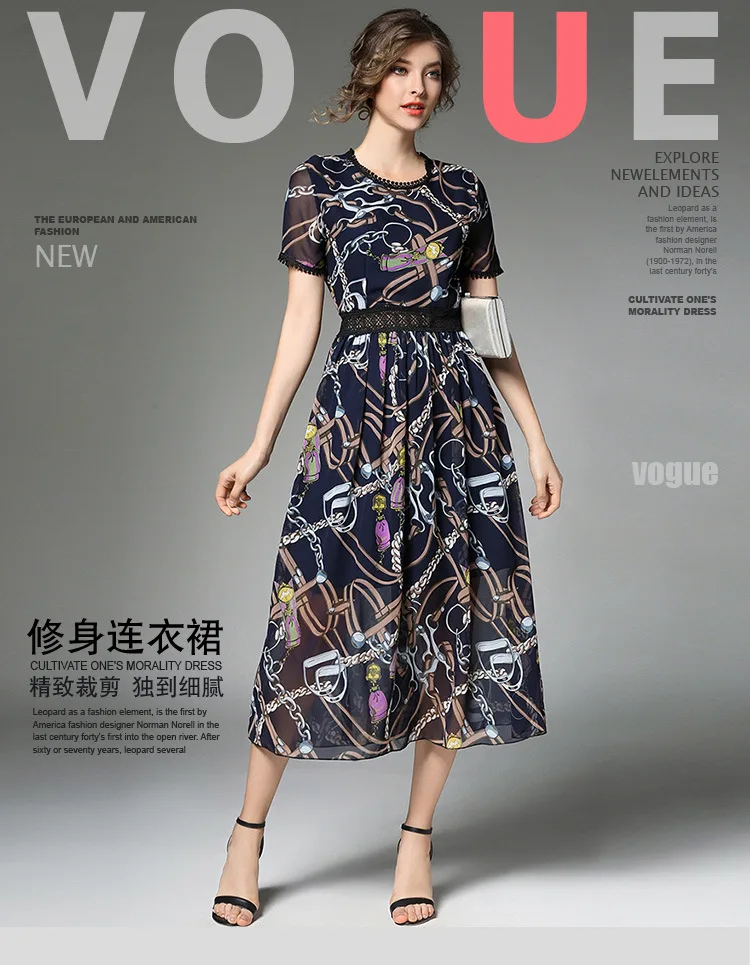 New Fashion Autumn Women Vintage Short Sleeve Dresses Lady Print Floral A line Party Dress 3020 | Женская одежда