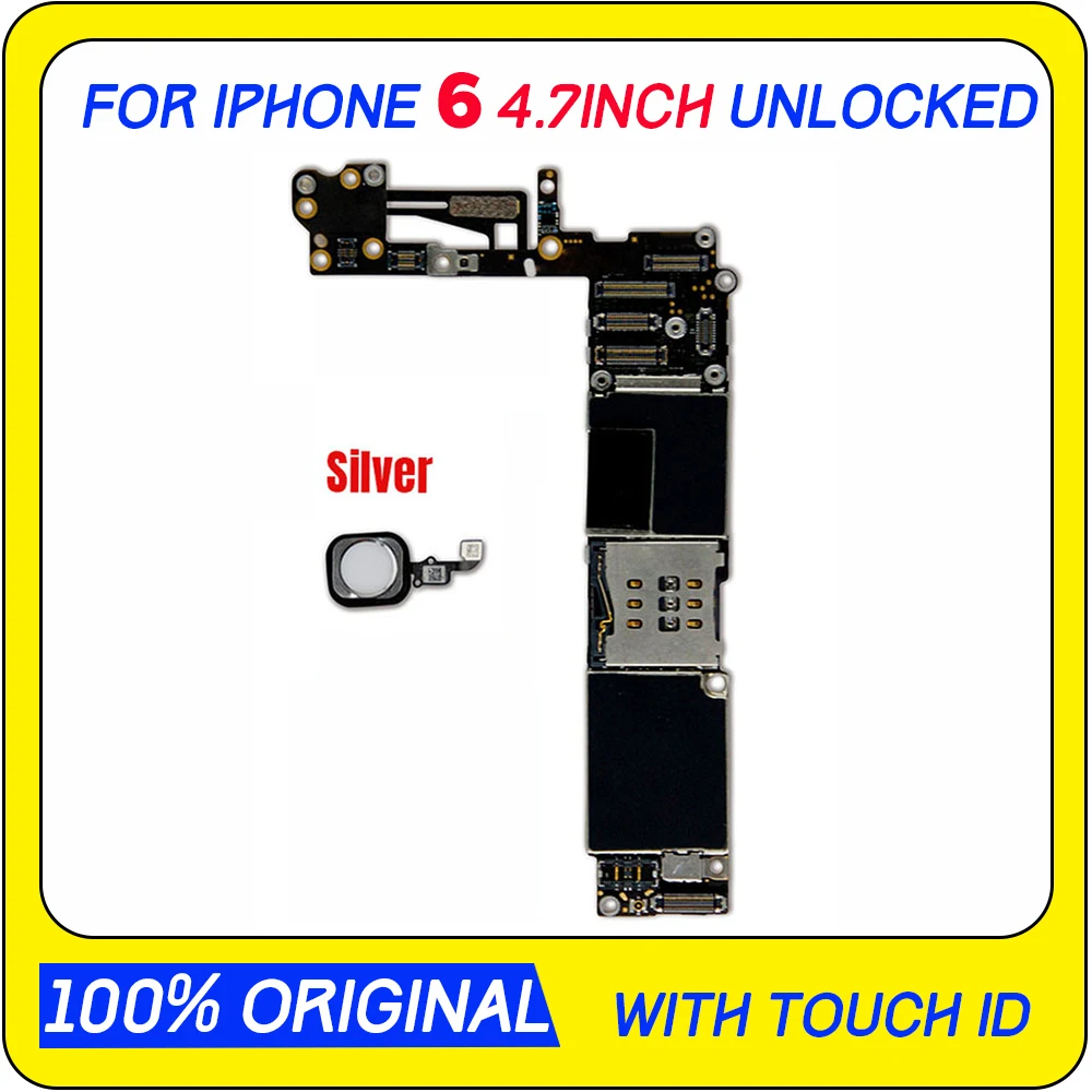 Логическая плата для iphone 6 материнская плата с/без сенсорного ID для iphone 6 оригинальная разблокированная материнская плата с чипами 16 Гб 4 выбор