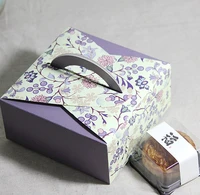 free shipping cake box biscuit cookie dessert snacks package light purple violet flower decoration gift packing supply favors