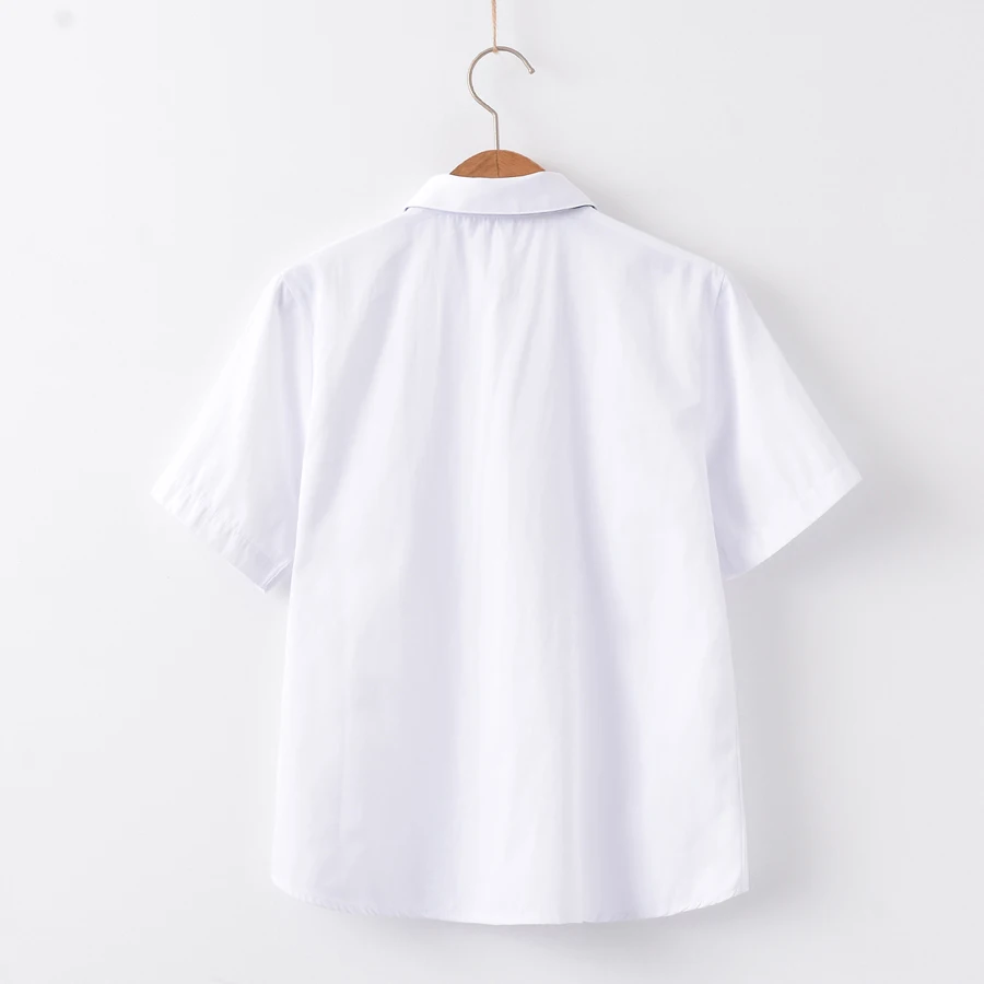 Женская блузка с коротким рукавом отложным воротником и лентой|women blouses|white shirtblouse