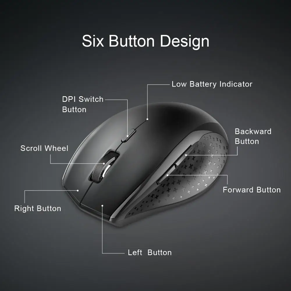 TeckNet Computer Wireless Gaming Mouse 6 Buttons 2400 DPI Mause 2.4G Receiver USB Optical Ergonomic Gamer For Lap | Компьютеры и офис
