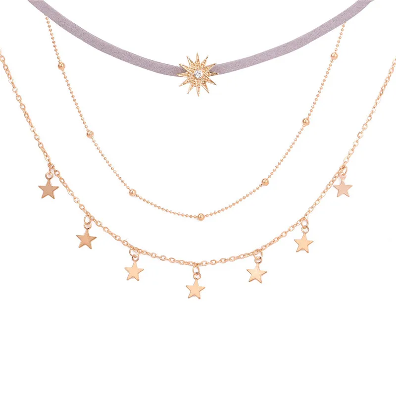 Модный многослойный чокер ADOLPH со звездами и солнцем ожерелье для женщин