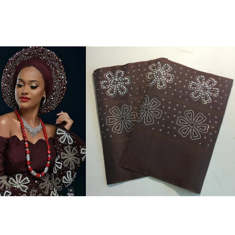 Африканский шарф Aso Oke с камнями головной убор ткань нигерийский дизайн Asooke