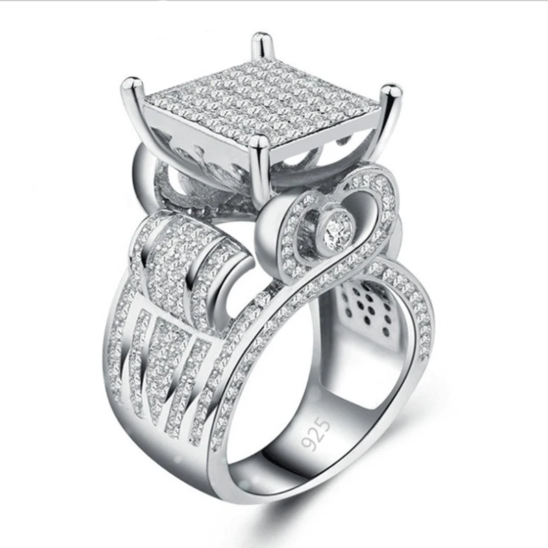 Iced Out кольца для мужчин и женщин из нержавеющей стали большой камень геометрическое квадратное кольцо на палец золотого цвета большие сердца мужские кольца O3N950