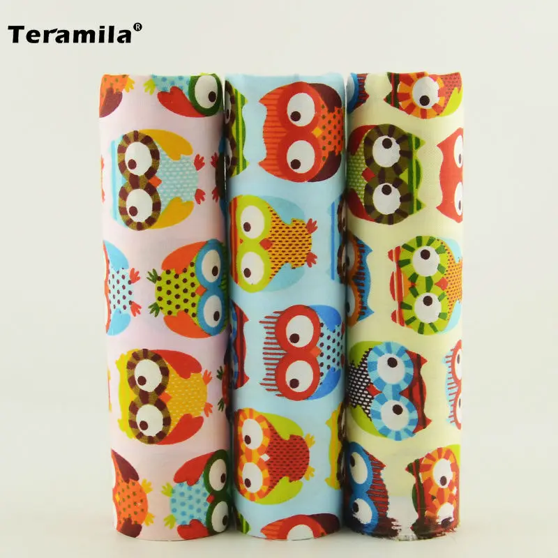 Хлопчатобумажная ткань саржевая с принтом совы лоскутный набор для шитья