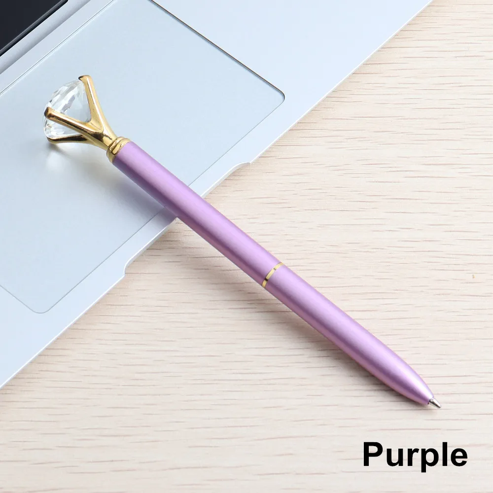 Purple 22 цвета, шариковая ручка, большая металлическая шариковая ручка с большим бриллиантом, синяя и черная волшебная ручка, модные школьные офисные принадлежности - Цвет: Purple