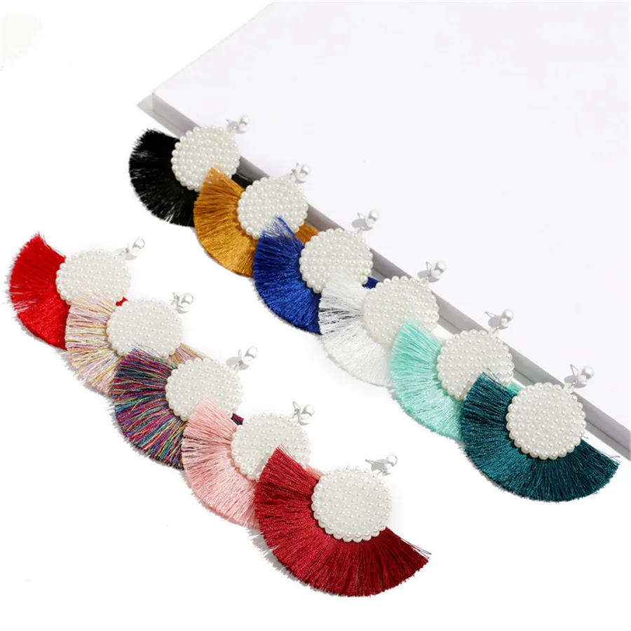 2019 Новая мода богемная Кисточка Серьги для женщин секционная веревка бахрома