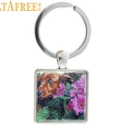 TAFREE Новое поступление квадратной формы Брелоки для ключей с изображением померанских собак и кошек художественная подвеска для ключей ювелирный подарок E484