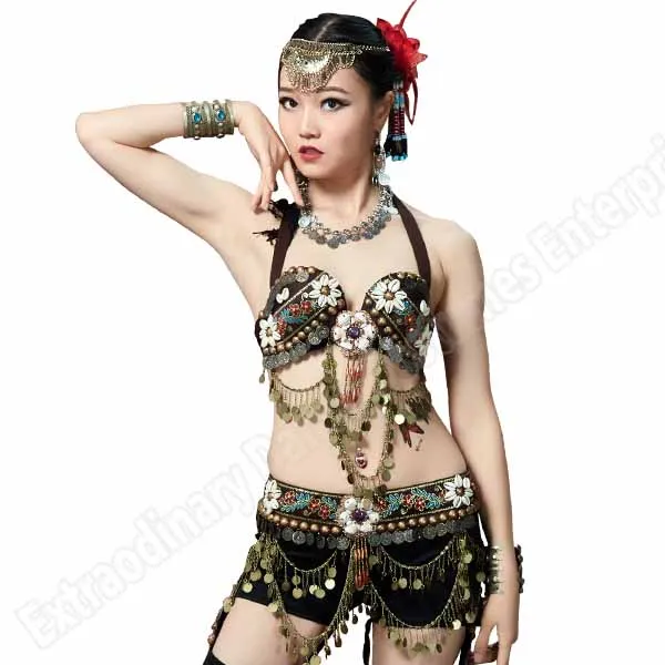 2Pcs (Bra-pants) Цыганский бюстгальтер брюки ремни Племенной танец живота хип шарф монеты Топ Винтаж для женщин сексуальный Модный танец живота костюм аксессуары - Цвет: 2Pcs (Bra-pants)