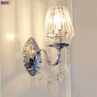 iwhd modern crystal led wall lamp light for bedroom living room home lighting cristal wall lights fixtures sconce