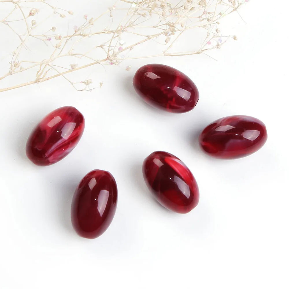 DoreenBeads винно красные акриловые шарики овальный мраморный эффект DIY детали