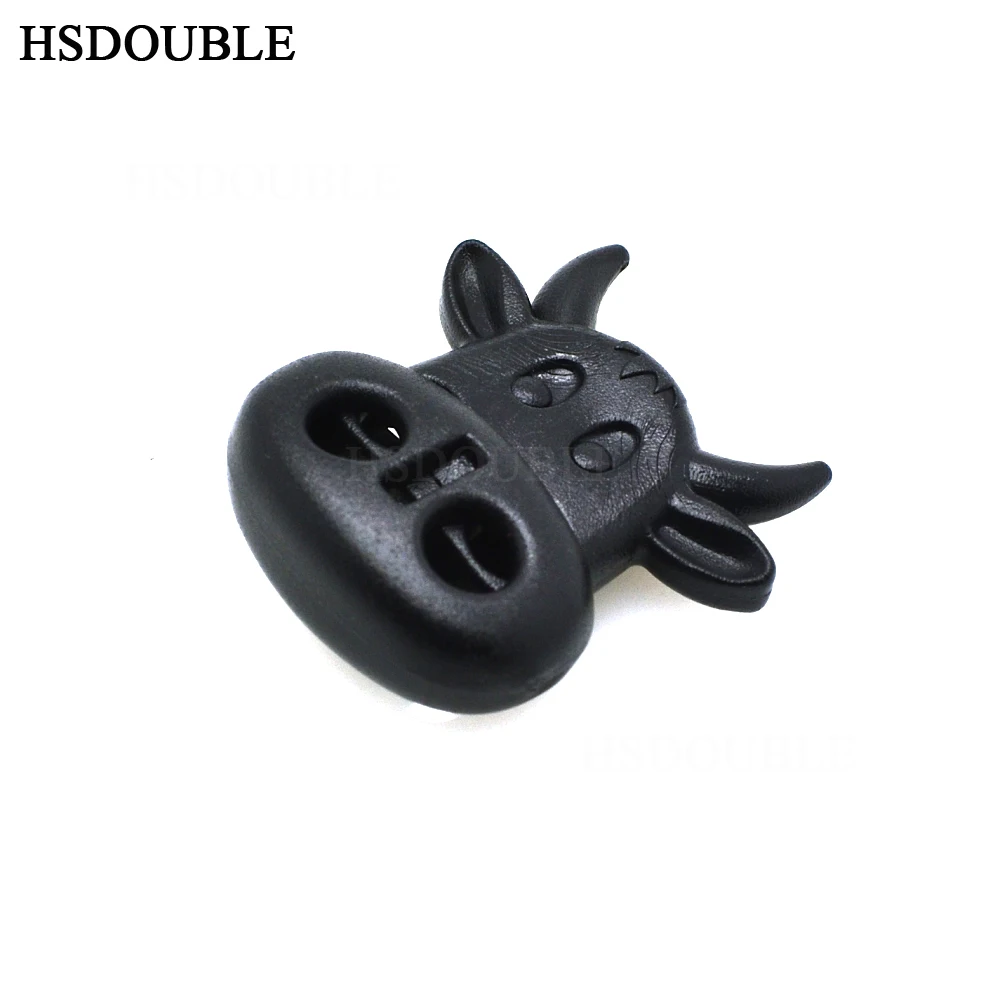 HSDOUBLE замок шнура тумблер стопор Пластиковый черный быка коровы Размер головки: 28