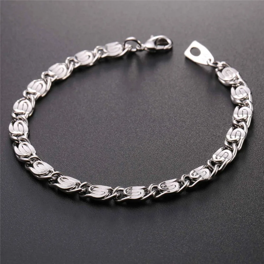 U7 Цепочка На Руку Мужская Улитка Браслет Розовое Золото/Золотой/Серебристый Цвет