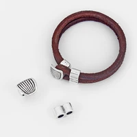 3sets charms hook clasp for 2 strands 5mm round leather cord diy bracelet jewelry making