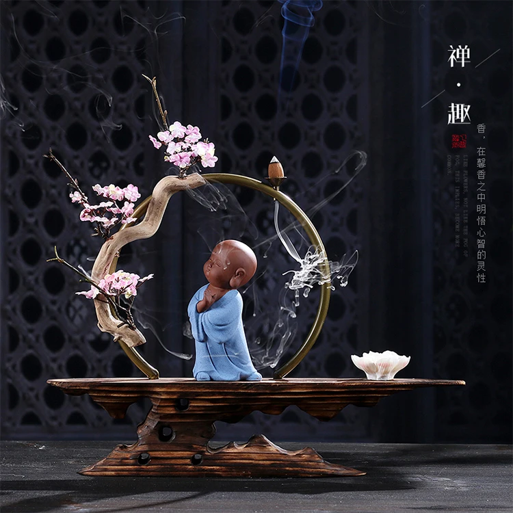 Zen Lucky курильница для благовоний, выветренная древесина, искусственные растения, курильница для благовоний керамическая курильница, цветочный горшок с персонажем, домашний декор, ремесла