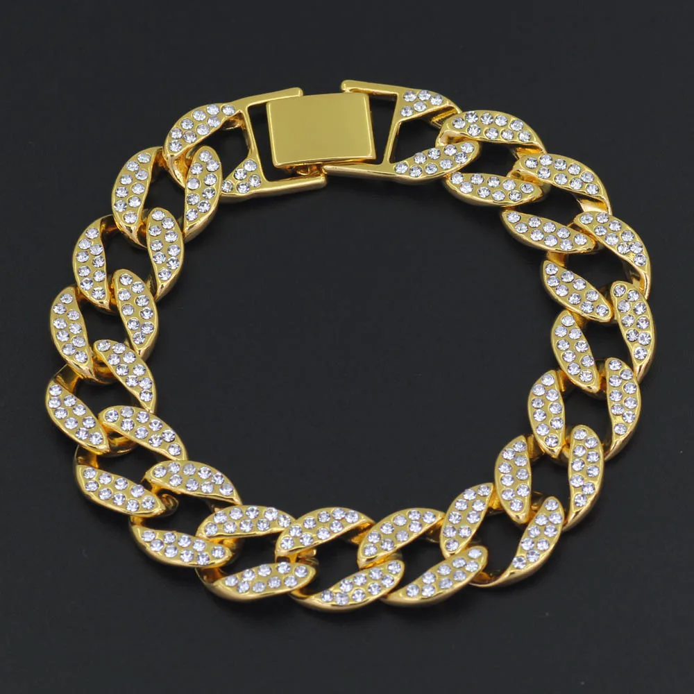 8inch gold bracelet 16 дюймов 18 дюймов 20 дюймов 24 дюймов 30 дюймов хип-хоп льдом кубинская цепочка ожерелье Bling bling ювелирные изделия N409 - Окраска металла: 8inch gold bracelet